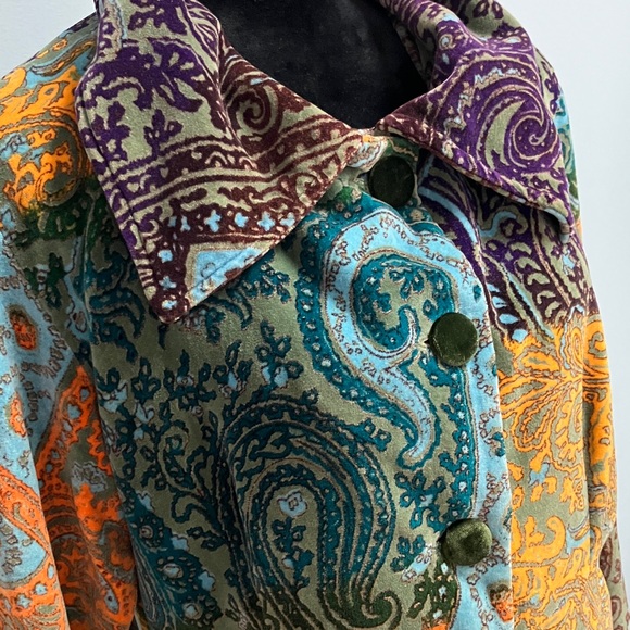 Pyramid Collection Multicolor Paisley Cotton Velvet  Size 14 Coat With Pockets - Picture 14 of 17